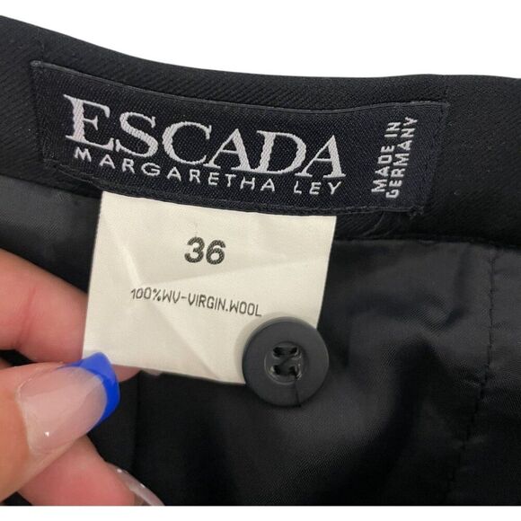 Escada Margaretha Ley Womens Straight Wool Skirt Size 36 US 4 Black Pencil VTG - Picture 3 of 8